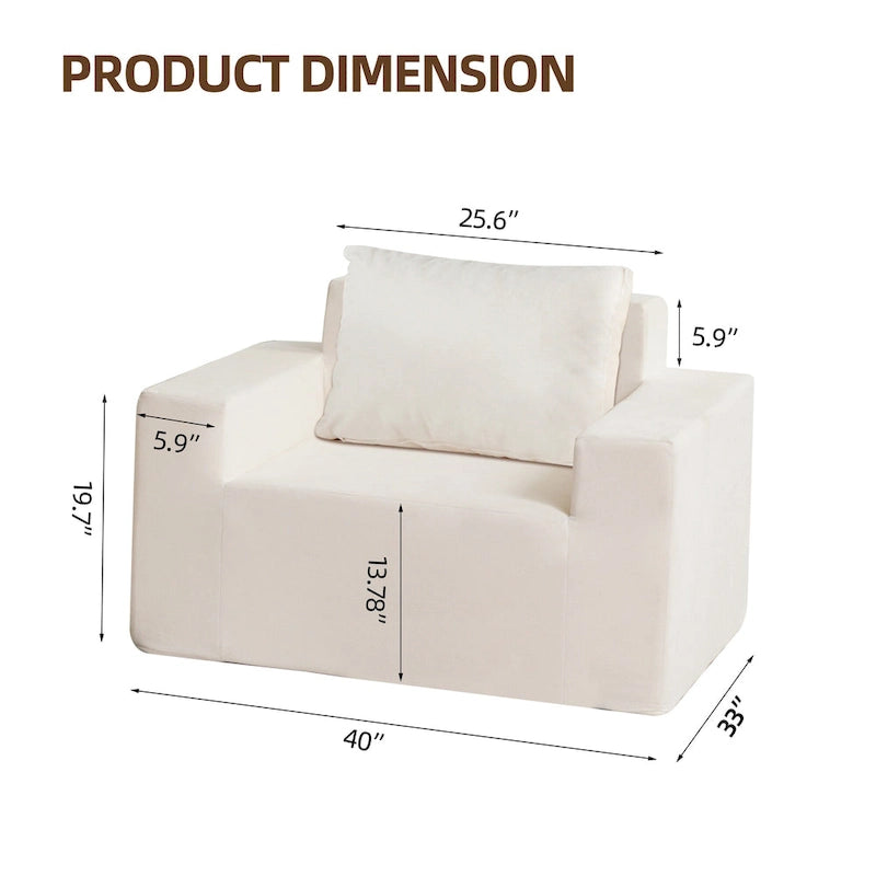 Fauteuil d'appoint moderne en chêne blanc américain 40,2 avec coussin