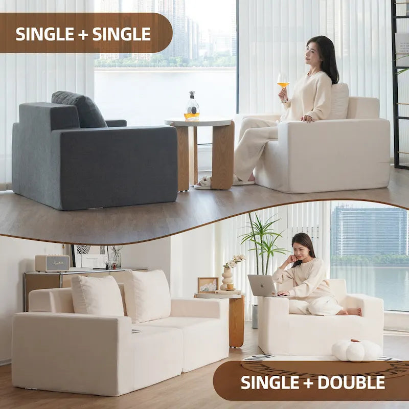 Fauteuil d'appoint moderne en chêne blanc américain 40,2 avec coussin