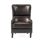 27 Fauteuil d'appoint à dossier haut avec dossier à oreilles et pieds en bouleau