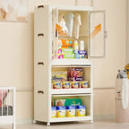Organisateur de Rangement Portable pour Vêtements, Armoire Penderie, Portes Magnétiques avec 4 Cubes et Tige de Suspension, 10 cintres
