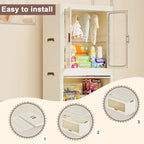Organisateur de Rangement Portable pour Vêtements, Armoire Penderie, Portes Magnétiques avec 4 Cubes et Tige de Suspension, 10 cintres