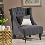 Fauteuil Club Capitonnage Boutonné Dossier Haut Rembourré Anthracite 27,5 po
