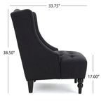 Fauteuil Club Capitonnage Boutonné Dossier Haut Rembourré Anthracite 27,5 po