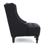 Fauteuil Club Capitonnage Boutonné Dossier Haut Rembourré Anthracite 27,5 po