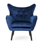 Fauteuil à oreilles en velours bleu marine 34,25 po