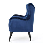 Fauteuil à oreilles en velours bleu marine 34,25 po