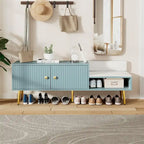 Banc à chaussures moderne avec rangement dissimulé et coussins rembourrés