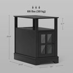 Table d'appoint avec station de recharge, Table d'appoint étroite avec ports USB et prises électriques, Petite table avec rangement dissimulé et étagère ouverte