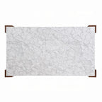 Table à manger, dessus rectangulaire en faux marbre blanc de 72 pouces, bois brun