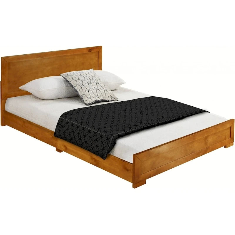 Cadre de lit Queen en bois massif et manufacturé de chêne