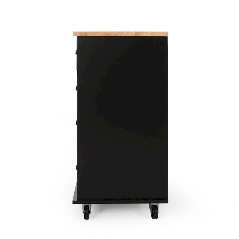 Îlot de cuisine roulant avec porte, 2 tiroirs, 3 étagères et armoire de rangement, 80 cm de large