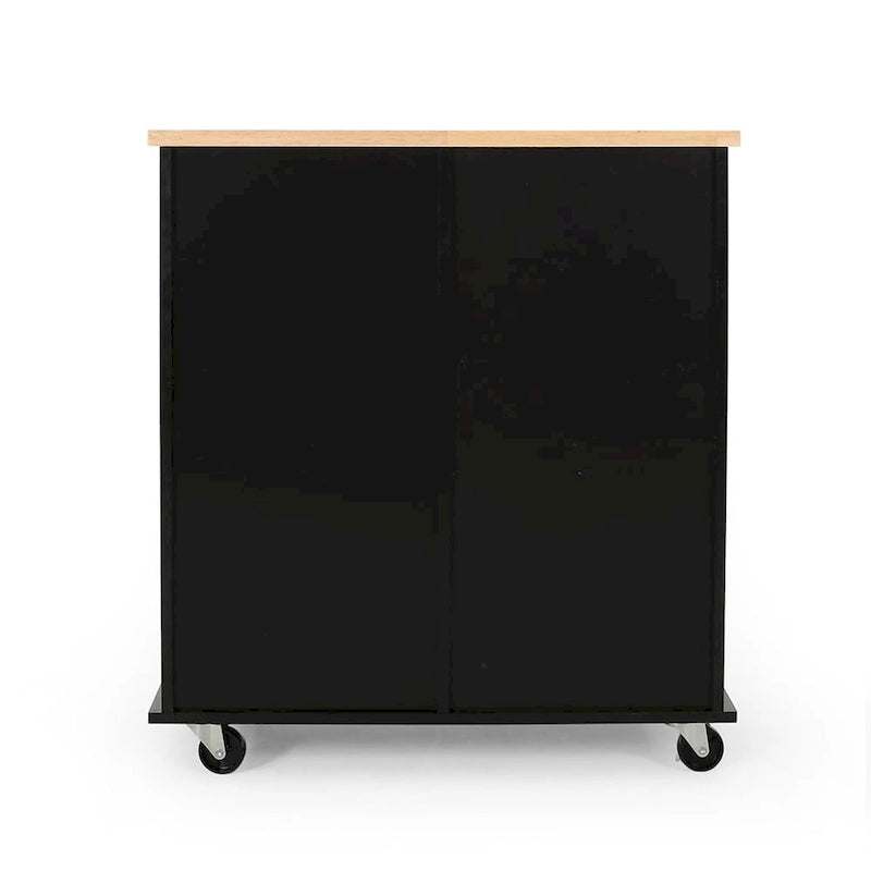 Îlot de cuisine roulant avec porte, 2 tiroirs, 3 étagères et armoire de rangement, 80 cm de large