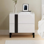 Ensemble de lit plateforme moderne Queen 3 pièces brillant, cadre éclairé, 2 tables de chevet, blanc