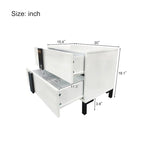 Ensemble de lit plateforme moderne Queen 3 pièces brillant, cadre éclairé, 2 tables de chevet, blanc