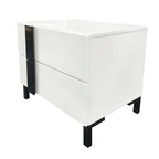 Ensemble de lit plateforme moderne Queen 3 pièces brillant, cadre éclairé, 2 tables de chevet, blanc