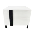 Ensemble de lit plateforme moderne Queen 3 pièces brillant, cadre éclairé, 2 tables de chevet, blanc