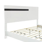 Ensemble de lit plateforme moderne Queen 3 pièces brillant, cadre éclairé, 2 tables de chevet, blanc