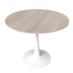 Table à manger ronde moderne Bristol 31 avec plateau en pierre frittée et piètement colonne en acier inoxydable blanc pour salle à manger et cuisine