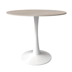 Table à manger ronde moderne Bristol 31 avec plateau en pierre frittée et piètement colonne en acier inoxydable blanc pour salle à manger et cuisine