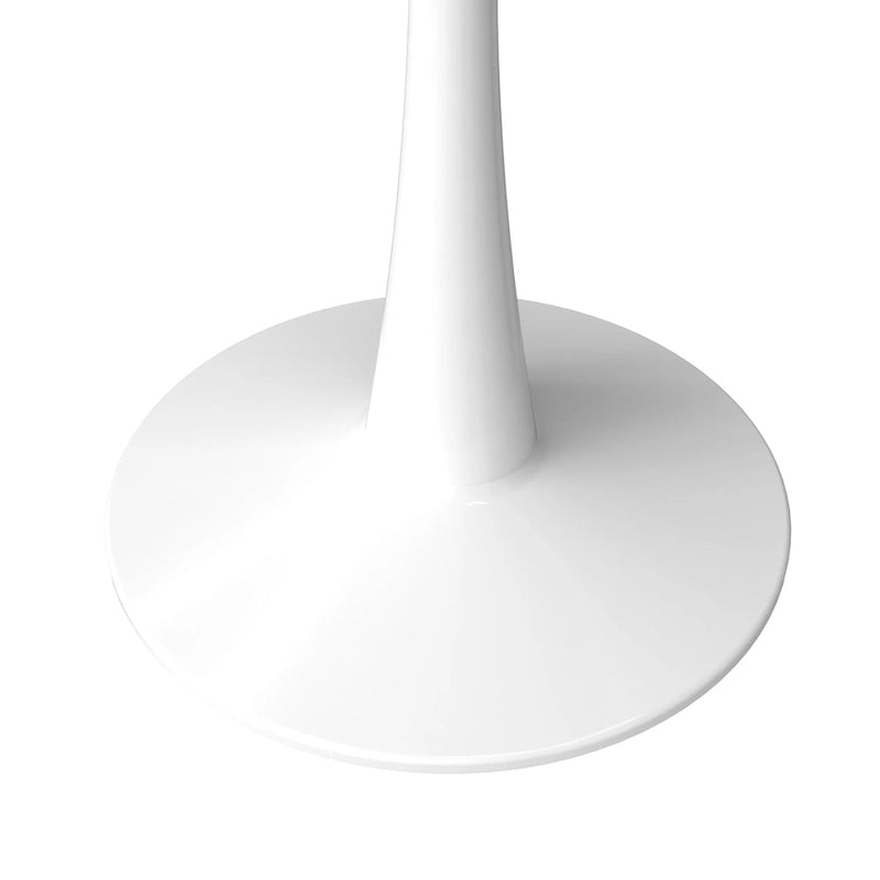 Table à manger ronde moderne Bristol 31 avec plateau en pierre frittée et piètement colonne en acier inoxydable blanc pour salle à manger et cuisine
