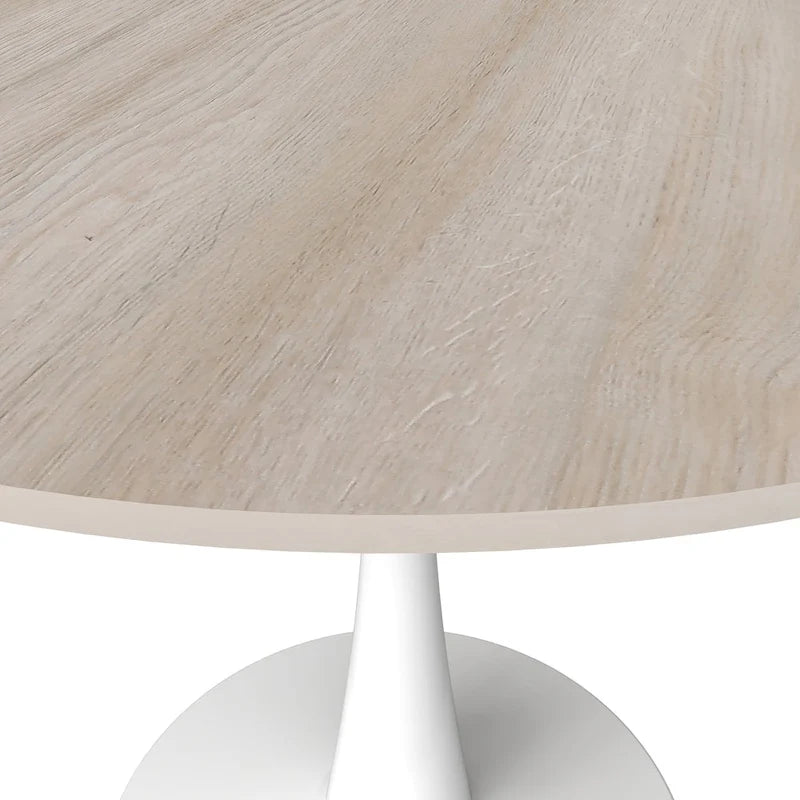 Table à manger ronde moderne Bristol 31 avec plateau en pierre frittée et piètement colonne en acier inoxydable blanc pour salle à manger et cuisine
