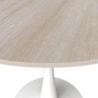 Table à manger ronde moderne Bristol 31 avec plateau en pierre frittée et piètement colonne en acier inoxydable blanc pour salle à manger et cuisine
