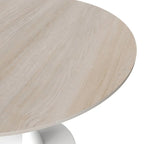 Table à manger ronde moderne Bristol 31 avec plateau en pierre frittée et piètement colonne en acier inoxydable blanc pour salle à manger et cuisine
