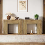 Table d'appoint de canapé de 80 cm, table d'appoint de canapé moderne du milieu du siècle avec piédestal en bois