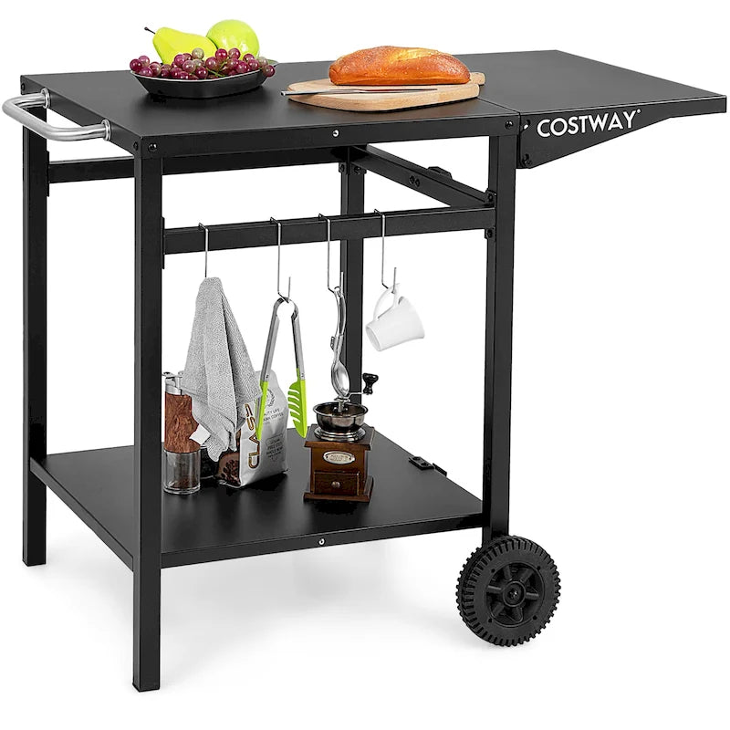 Chariot de Cuisine et de Salle à Manger Multifonctionnel Mobile à Double Étagère