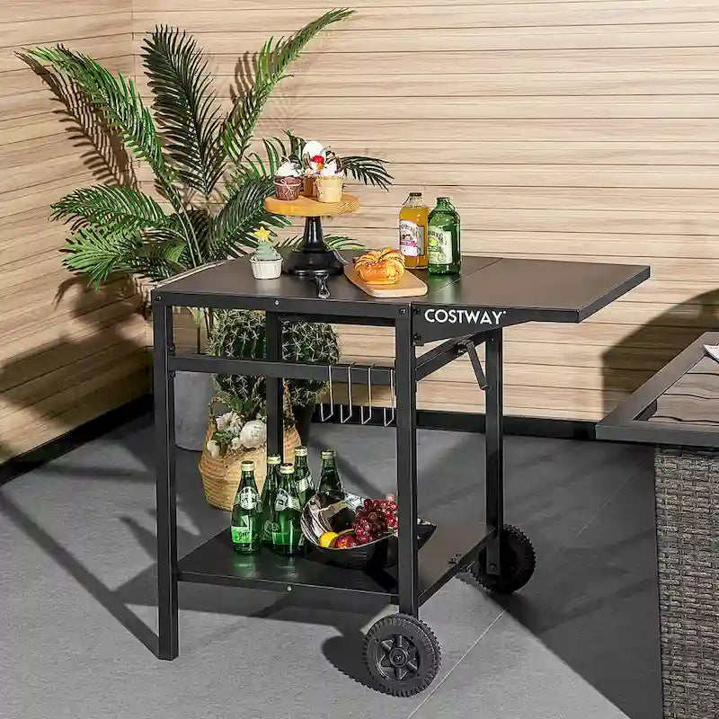Chariot de Cuisine et de Salle à Manger Multifonctionnel Mobile à Double Étagère