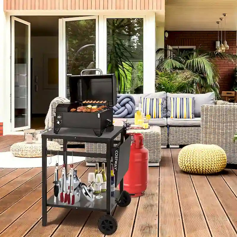 Chariot de Cuisine et de Salle à Manger Multifonctionnel Mobile à Double Étagère