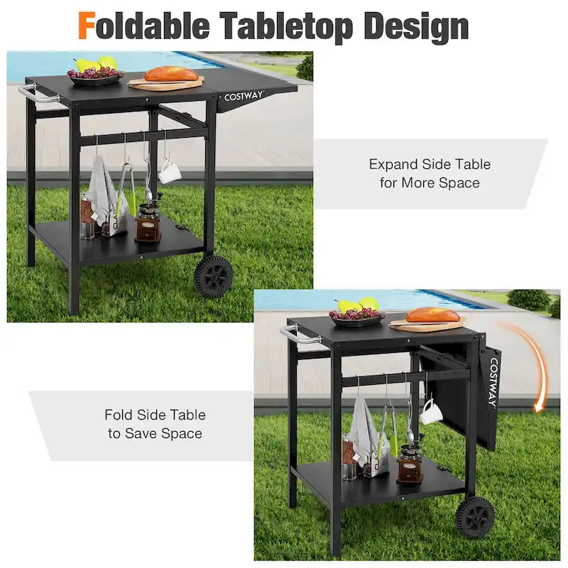Chariot de Cuisine et de Salle à Manger Multifonctionnel Mobile à Double Étagère