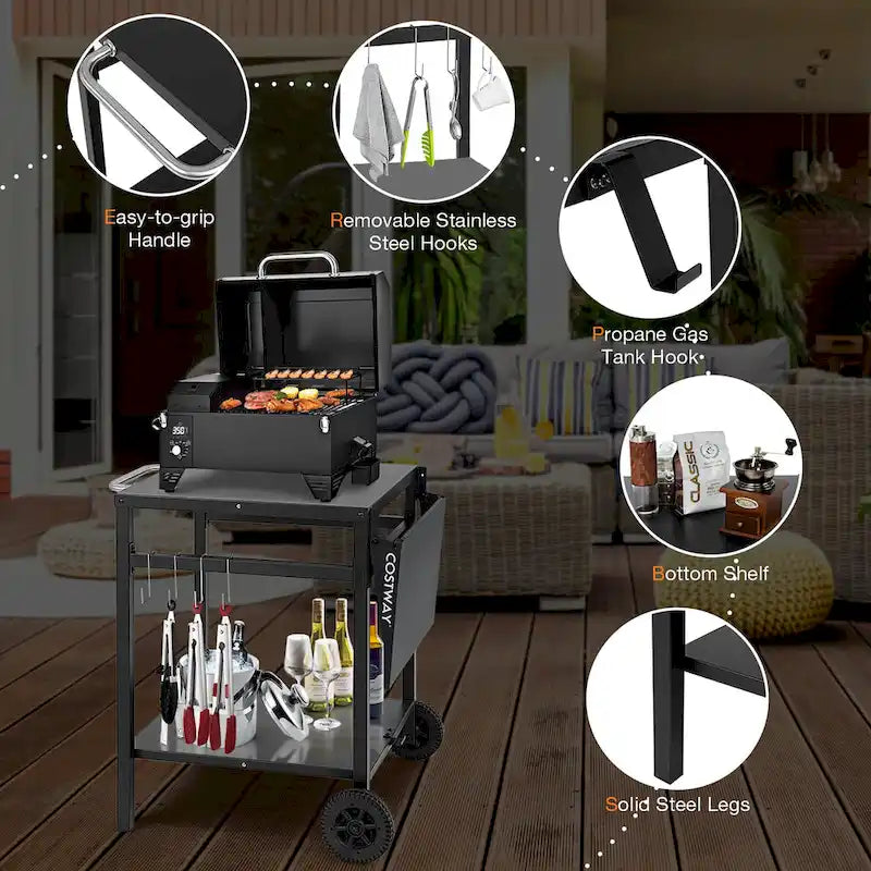 Chariot de Cuisine et de Salle à Manger Multifonctionnel Mobile à Double Étagère