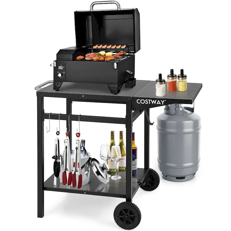 Chariot de Cuisine et de Salle à Manger Multifonctionnel Mobile à Double Étagère