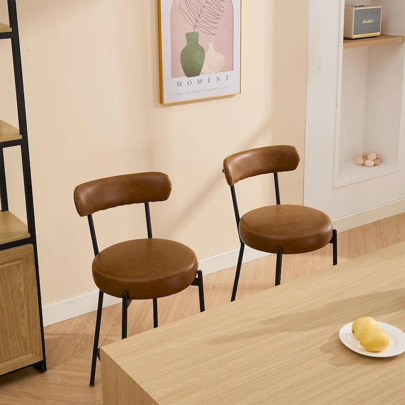 27 tabourets de bar modernes (lot de 2), tabourets de bar en cuir avec dossier, repose-pieds et pieds en métal
