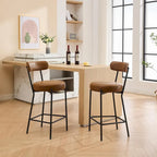 27 tabourets de bar modernes (lot de 2), tabourets de bar en cuir avec dossier, repose-pieds et pieds en métal