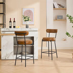 27 tabourets de bar modernes (lot de 2), tabourets de bar en cuir avec dossier, repose-pieds et pieds en métal