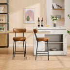 27 tabourets de bar modernes (lot de 2), tabourets de bar en cuir avec dossier, repose-pieds et pieds en métal