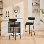 27 tabourets de bar modernes (lot de 2), tabourets de bar en cuir avec dossier, repose-pieds et pieds en métal