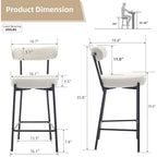 27 tabourets de bar modernes (lot de 2), tabourets de bar en cuir avec dossier, repose-pieds et pieds en métal