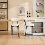 27 tabourets de bar modernes (lot de 2), tabourets de bar en cuir avec dossier, repose-pieds et pieds en métal