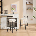 27 tabourets de bar modernes (lot de 2), tabourets de bar en cuir avec dossier, repose-pieds et pieds en métal
