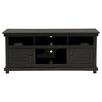 Meuble TV, 2 portes et 4 étagères, bois noir 152 cm
