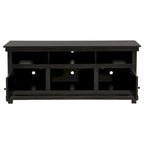 Meuble TV, 2 portes et 4 étagères, bois noir 152 cm
