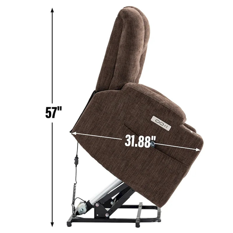Fauteuil inclinable Power Lift avec massage et chauffage, fauteuil inclinable large surdimensionné avec ports USB, Type C et 2 porte-gobelets en acier