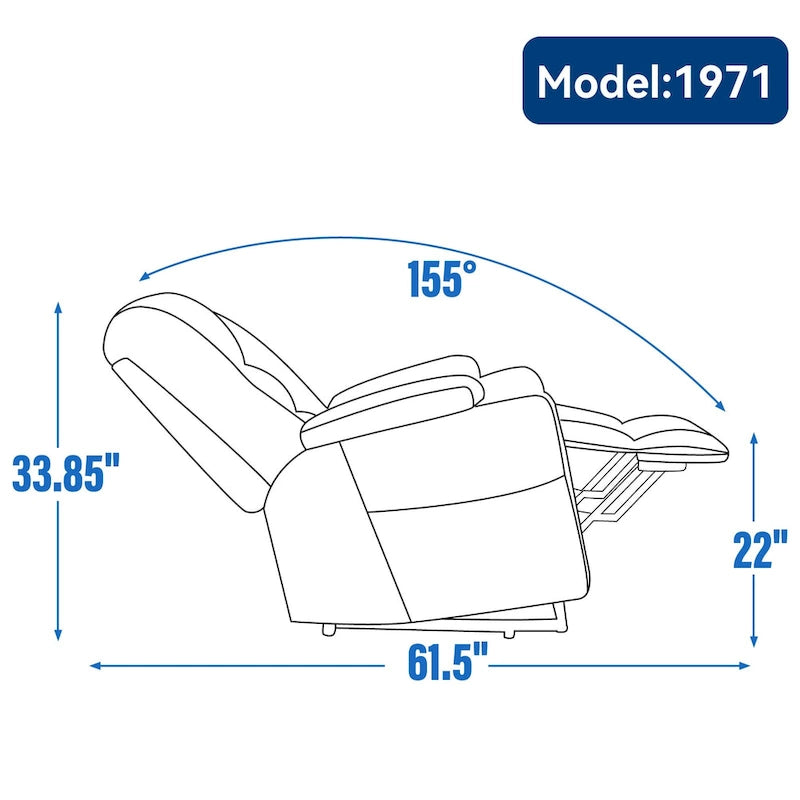 Fauteuil inclinable Power Lift avec massage et chauffage, fauteuil inclinable large surdimensionné avec ports USB, Type C et 2 porte-gobelets en acier