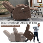 Fauteuil inclinable Power Lift avec massage et chauffage, fauteuil inclinable large surdimensionné avec ports USB, Type C et 2 porte-gobelets en acier