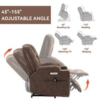 Fauteuil inclinable Power Lift avec massage et chauffage, fauteuil inclinable large surdimensionné avec ports USB, Type C et 2 porte-gobelets en acier