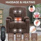Fauteuil inclinable Power Lift avec massage et chauffage, fauteuil inclinable large surdimensionné avec ports USB, Type C et 2 porte-gobelets en acier