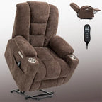 Fauteuil inclinable Power Lift avec massage et chauffage, fauteuil inclinable large surdimensionné avec ports USB, Type C et 2 porte-gobelets en acier